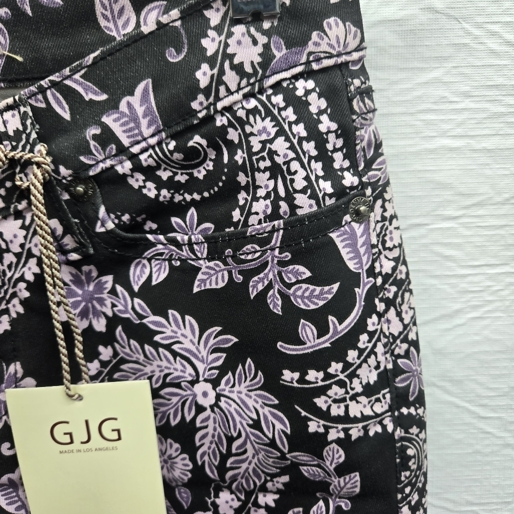 GJG Los Angeles Black & Purple Paisley Skinny Jeans NWT Size 3 - Picture 5 of 8